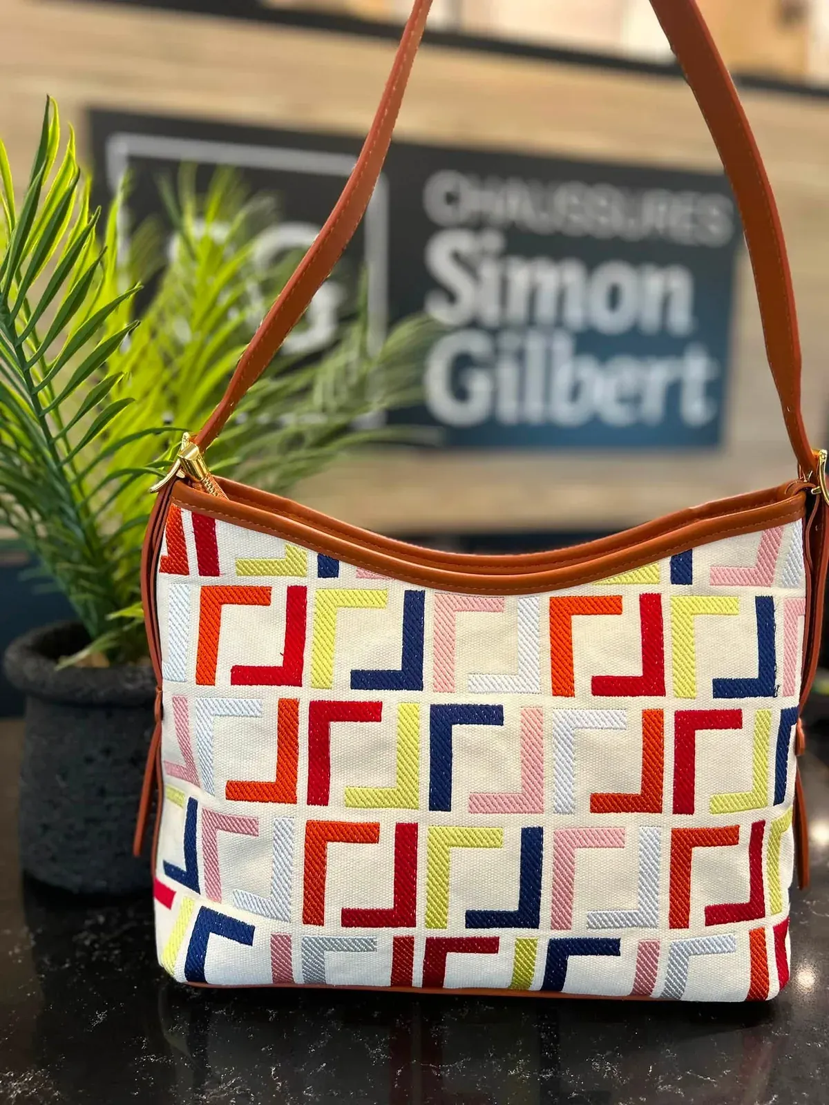 Sac à motif géométrique coloré